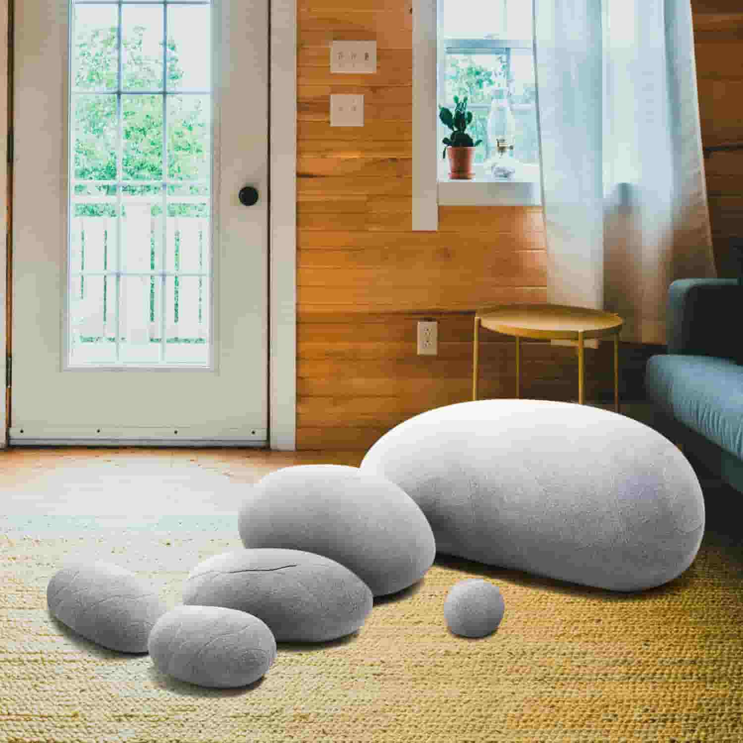 Light gary rock pillows , home decorative stuffed pebble stone pillows 6PCS  – MXDEALS home pillow shop (U.S.)