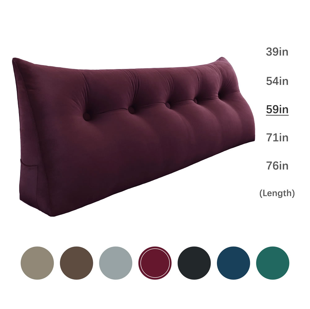 Velvet Bed Wedge Pillow for Headboard King/Queen/Double/Twin Size