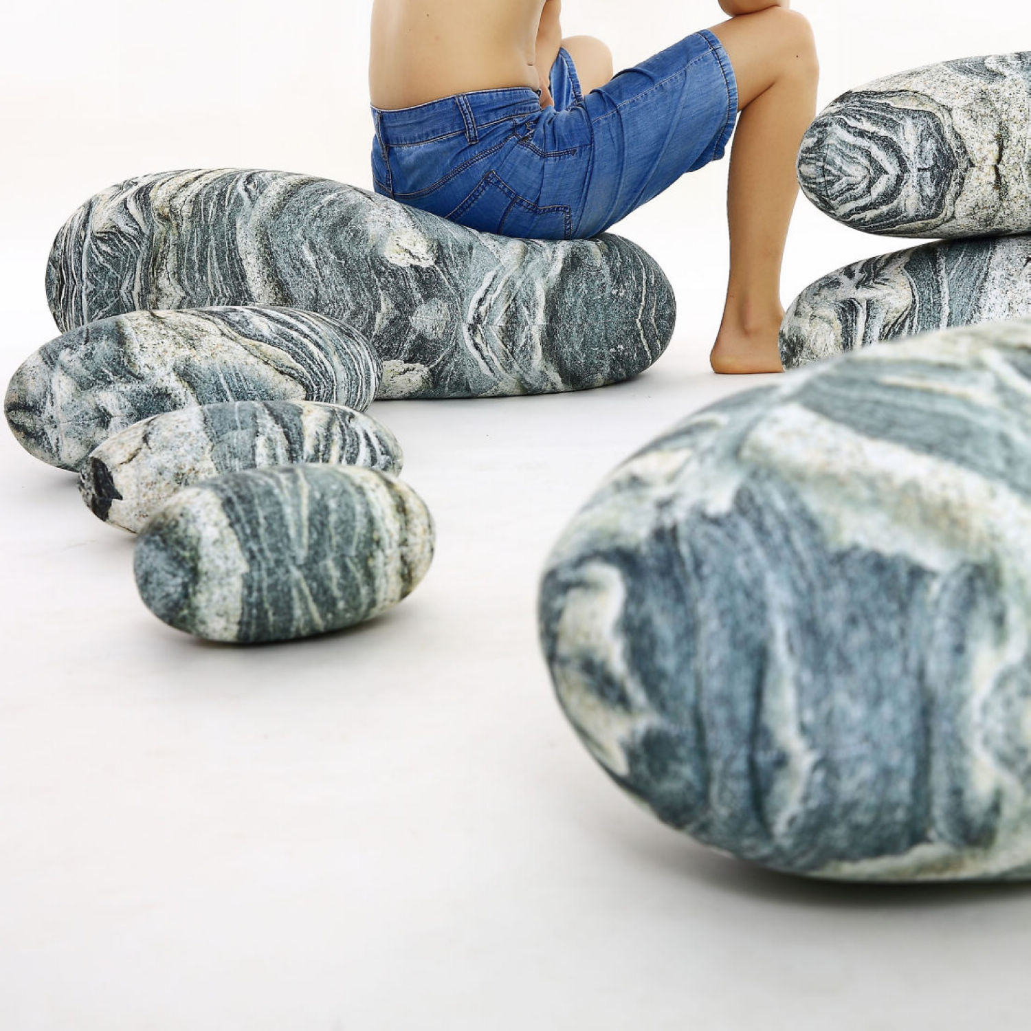 Rounuo Large Stuffed Rocks Stone Pebble Living Pillows Floor Cushions Home  Decoration Throw Pillows Meteorite 7pcs